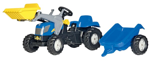 Rolly Toys RollyKid Pedaltraktor New Holland, frontlæsser, anhænger