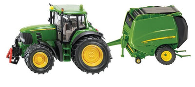 John Deere 7530 traktor med rundballepresser legetøj