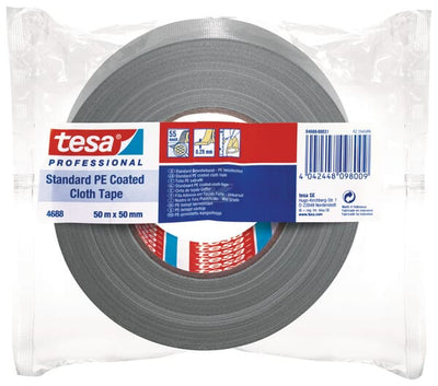 Tesa Lærredstape, PE-coated, grå, 50 m x 50 mm
