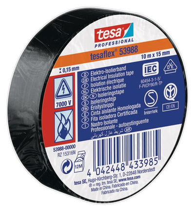 Tesa Isoleringstape, sort, 10m x 15mm