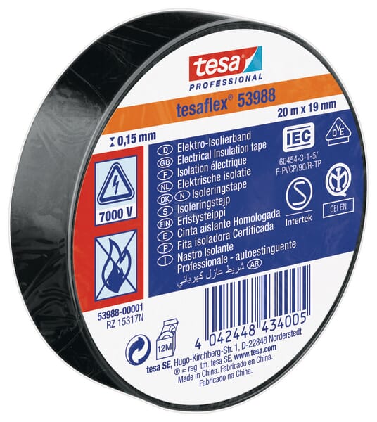Tesa Isoleringstape TesaFLEX®, sort, 20m x 19mm