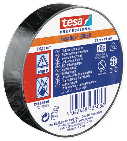 Tesa Isoleringstape, sort, 33m x 19mm