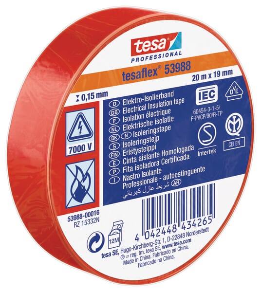 Tesa Isoleringstape rød, 20m x 19mm TesaFLEX®