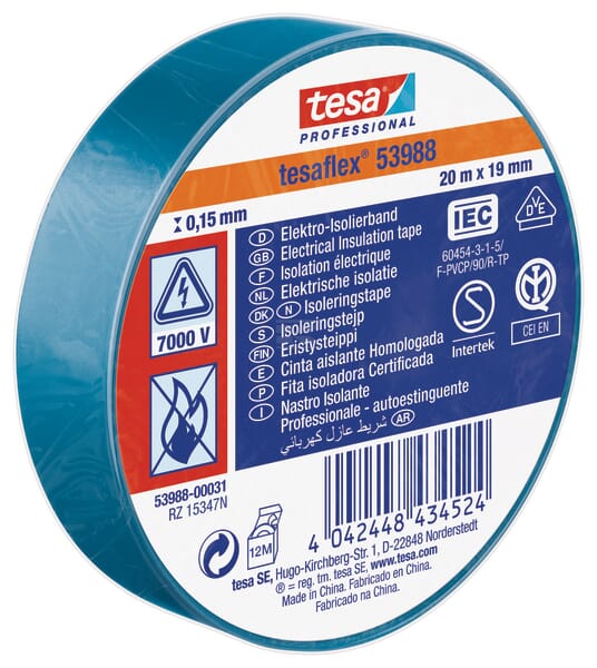 Tesa Isoleringstape, blå, 20m x 19mm TesaFLEX®