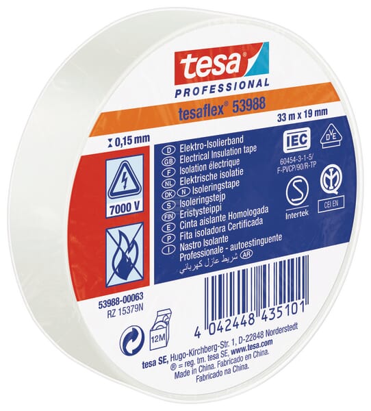Tesa Isoleringstape Hvid, 33m x 19mm TesaFLEX®