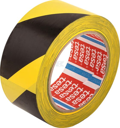 Tesa Advarselstape til Gulvmarkering, Sort/Gul, 33 m x 50 mm