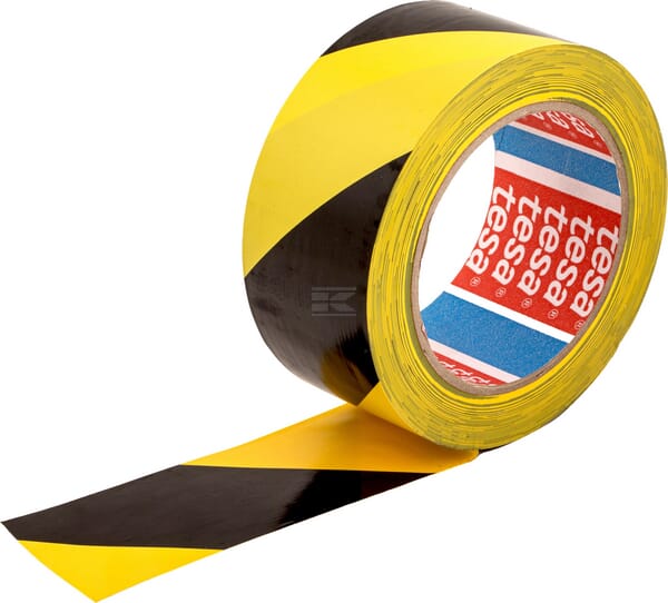 Tesa Advarselstape til Gulvmarkering, Sort/Gul, 33 m x 50 mm