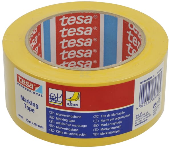 Tesa Advarselstape Gulvmarkering Gul 33 m x 50 mm