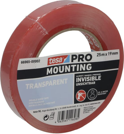 Tesa PRO monteringstape gennemsigtig 25 m x 19 mm