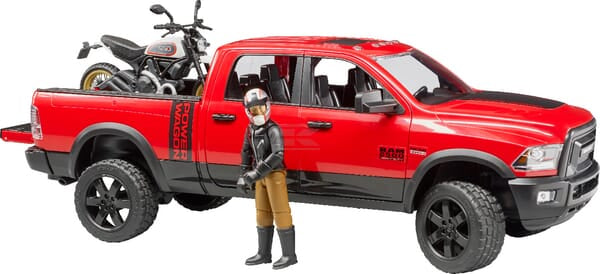 Bruder Ram 2500 Pickup med Ducati Scrambler Racer