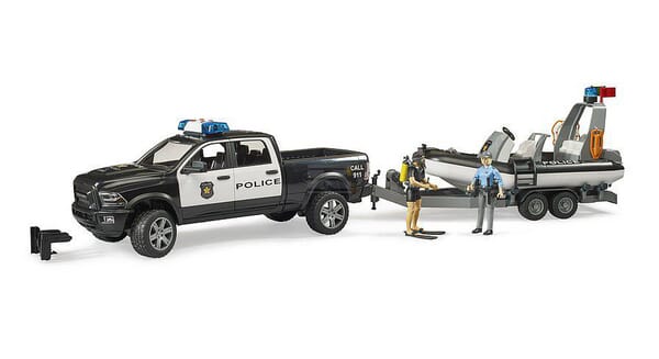 Bruder RAM 2500 Police Pick-up med betjent og tilbehør