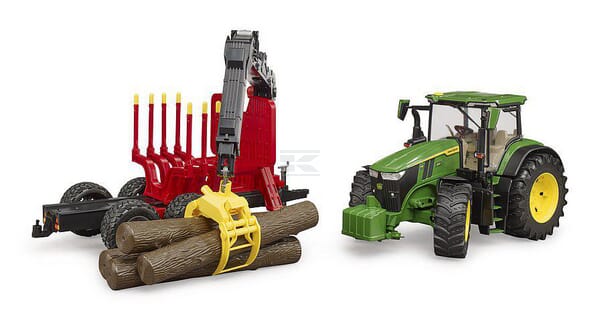 Bruder John Deere 7R 350 Traktor med Træanhænger