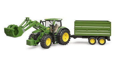Bruder John Deere 7R 350 Traktor med Frontlæsser & Anhænger