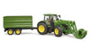 Bruder John Deere 7R 350 Traktor med Frontlæsser & Anhænger