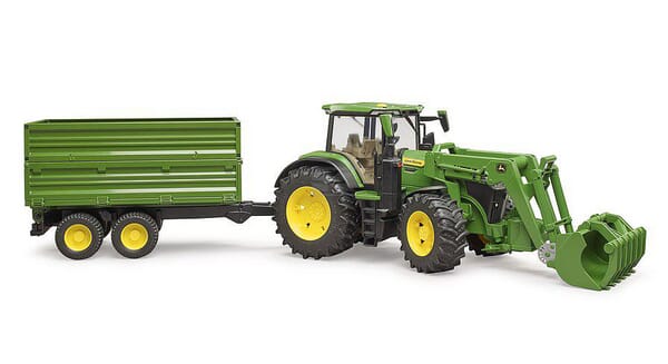 Bruder John Deere 7R 350 Traktor med Frontlæsser & Anhænger
