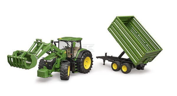 Bruder John Deere 7R 350 Traktor med Frontlæsser & Anhænger