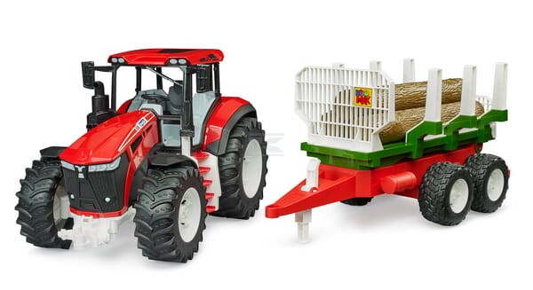 Bruder Traktor med Skovtrailer og Tømmer