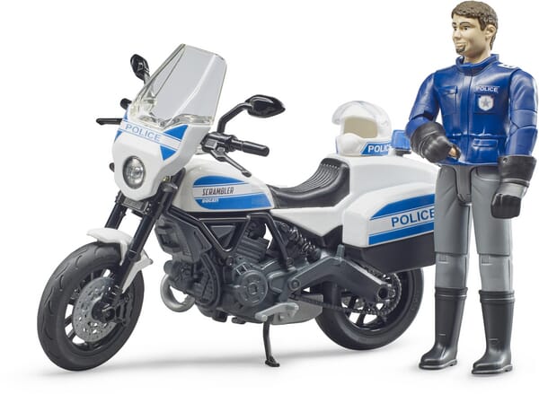 Bruder Scrambler Ducati Politi Motorcykel med Figur