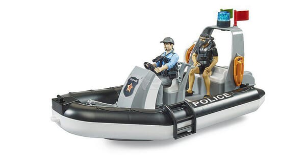 Bruder bworld Politigummibåd med dykkerfigur