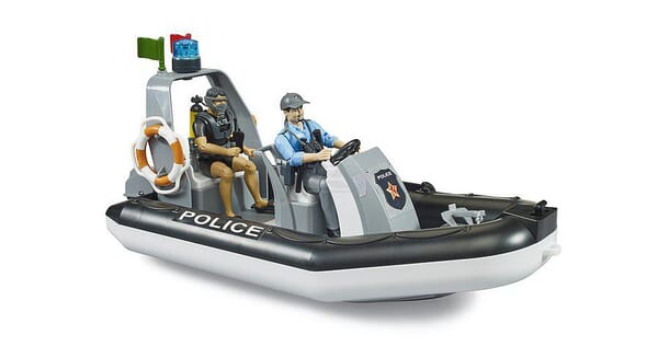 Bruder bworld Politigummibåd med dykkerfigur