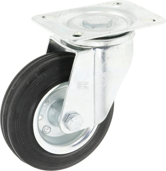 Tente Transporthjul drejeligt, gummi, Ø 125 mm, 130 kg