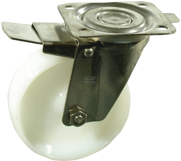 Tente drejehjul polyamid Ø125 mm med bremse, 150 kg