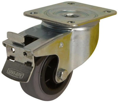 Tente drejehjul Ø80x35mm med bremse, 70kg belastning