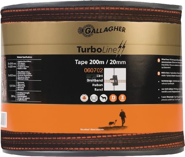 Gallagher TurboLine Hegnstape 20 mm 200 m, terra