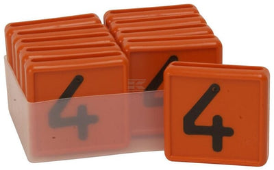Halsmærke Orange Nr. 4, 10 stk. med Sorte Tal