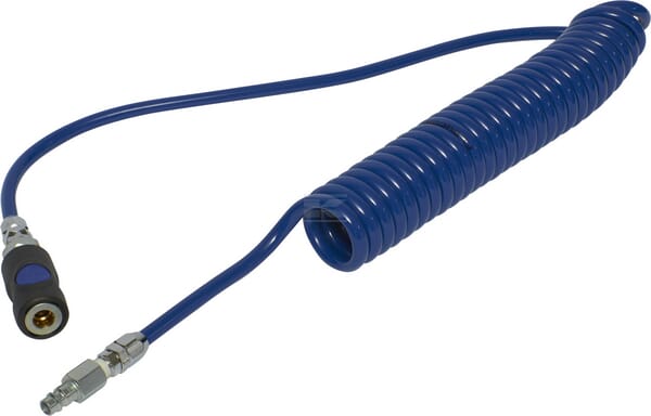 PUR-spiralslange 6,5/10mm med sikkerhedskobling 4m