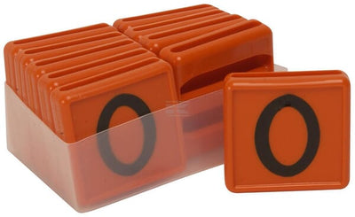 Halsmærke orange, nr. 0, 10 stk., 40 mm, sorte tal