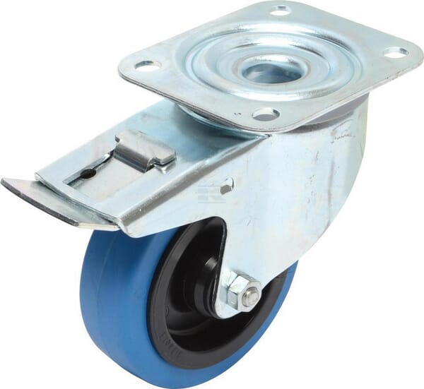 Tente Hjul Ø100x34mm med bremse, pladefastgørelse