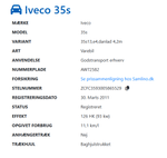 Iveco 35s Kassebil med lift fra AV - Larsen - AV - Larsen