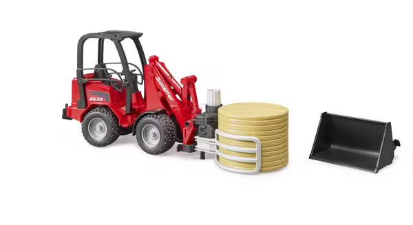 Bruder Schäffer kompakt læssemaskine 2630 med balletang +1 rund balle