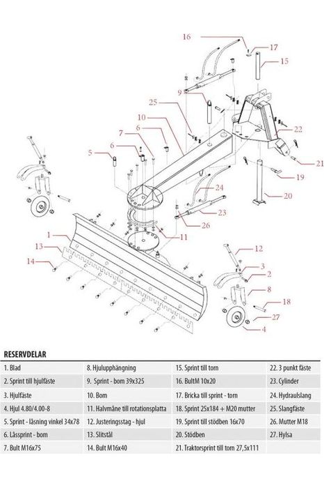 Dozerblad 2,7 m inkl. hjul og hydraulikcylinder fra Kellfri - AV - Larsen